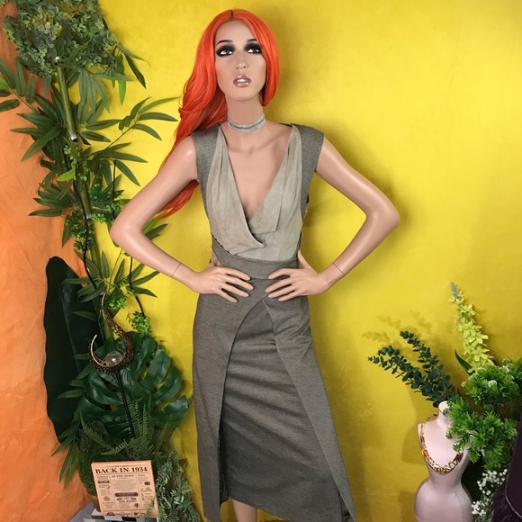 Christian Cota Mixed Suede business wrap dress